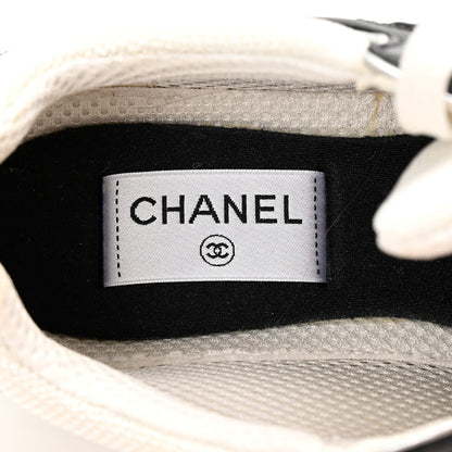 Chanel Mesh Suede Calfskin Grained Calfskin Womens CC Sneakers 39 Black White 8 of 12