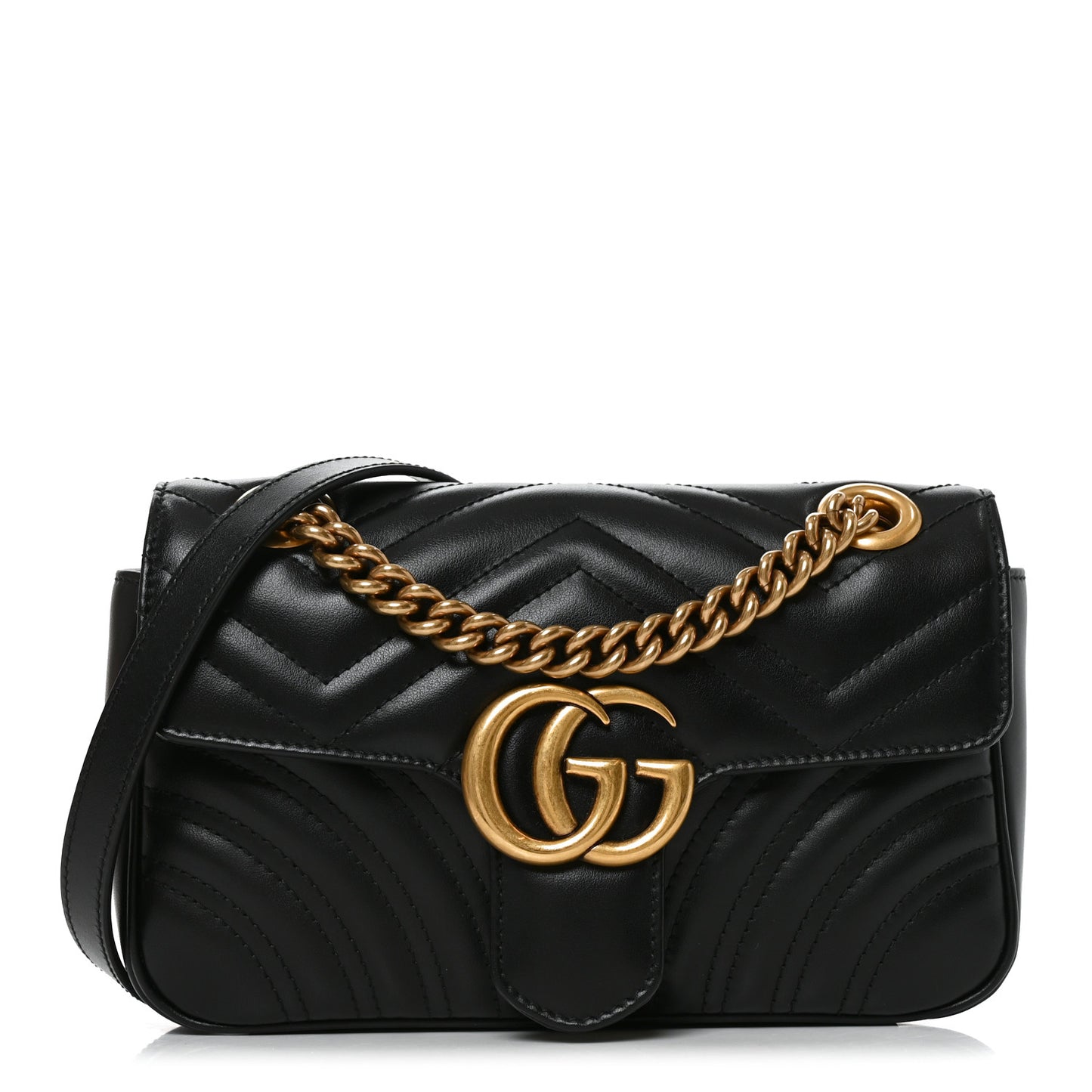 Calfskin Matelasse Mini GG Marmont Shoulder Bag Black
