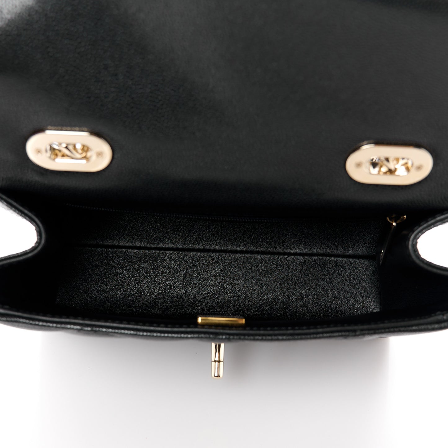 Caviar Quilted Mini Retro Twist Top Handle Flap Black