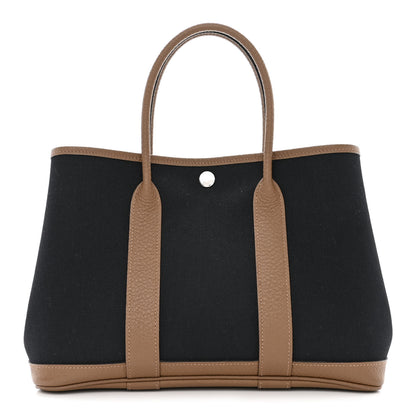 Hermes Toile Militaire Vache Country Garden Party Tote 30 Black Bleu Marine Beige Weimar 1 of 10