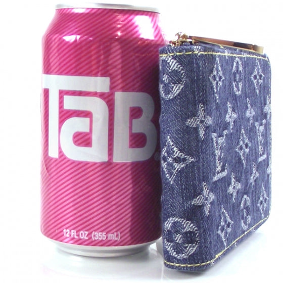 Denim Zip Compact Wallet Blue