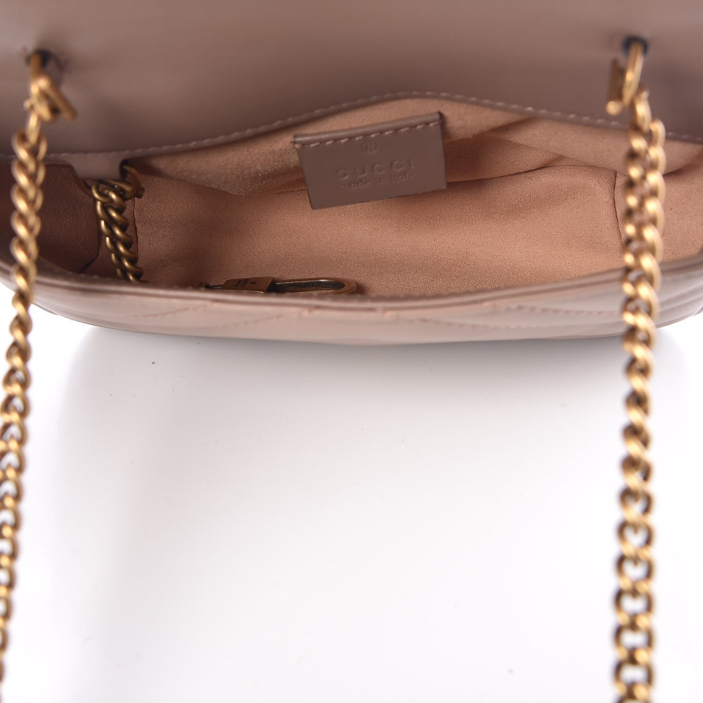 Calfskin Matelasse Super Mini GG Marmont Shoulder Bag Porcelain Rose