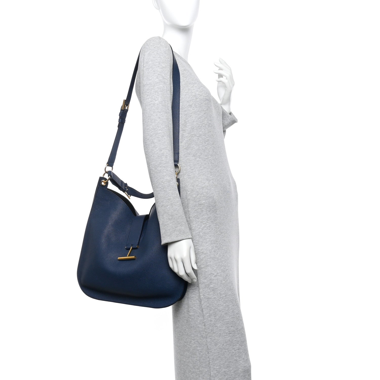 Tom Ford Grained Calfskin Large Tara Crossbody  Denim Blue 2 of 11