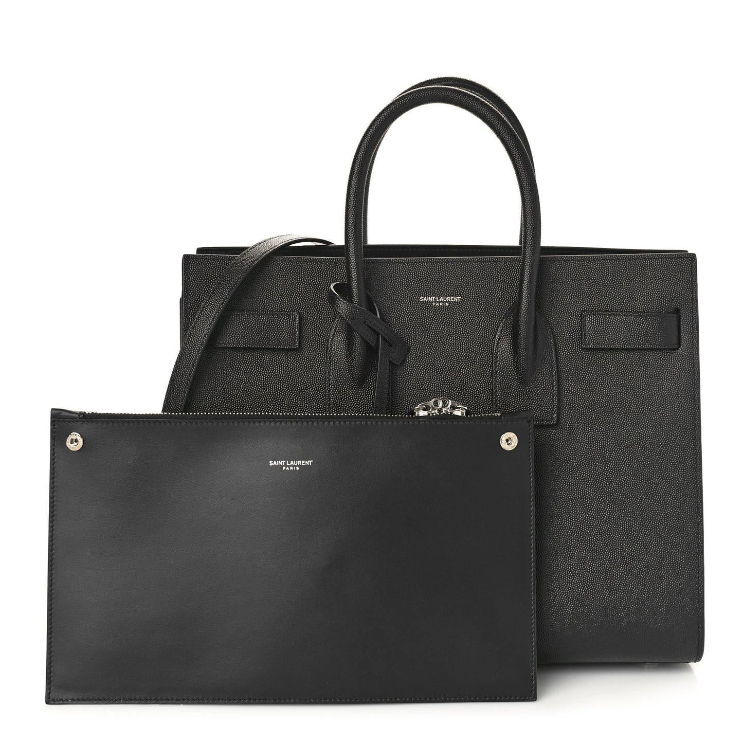 Grained Calfskin Small Sac De Jour Black