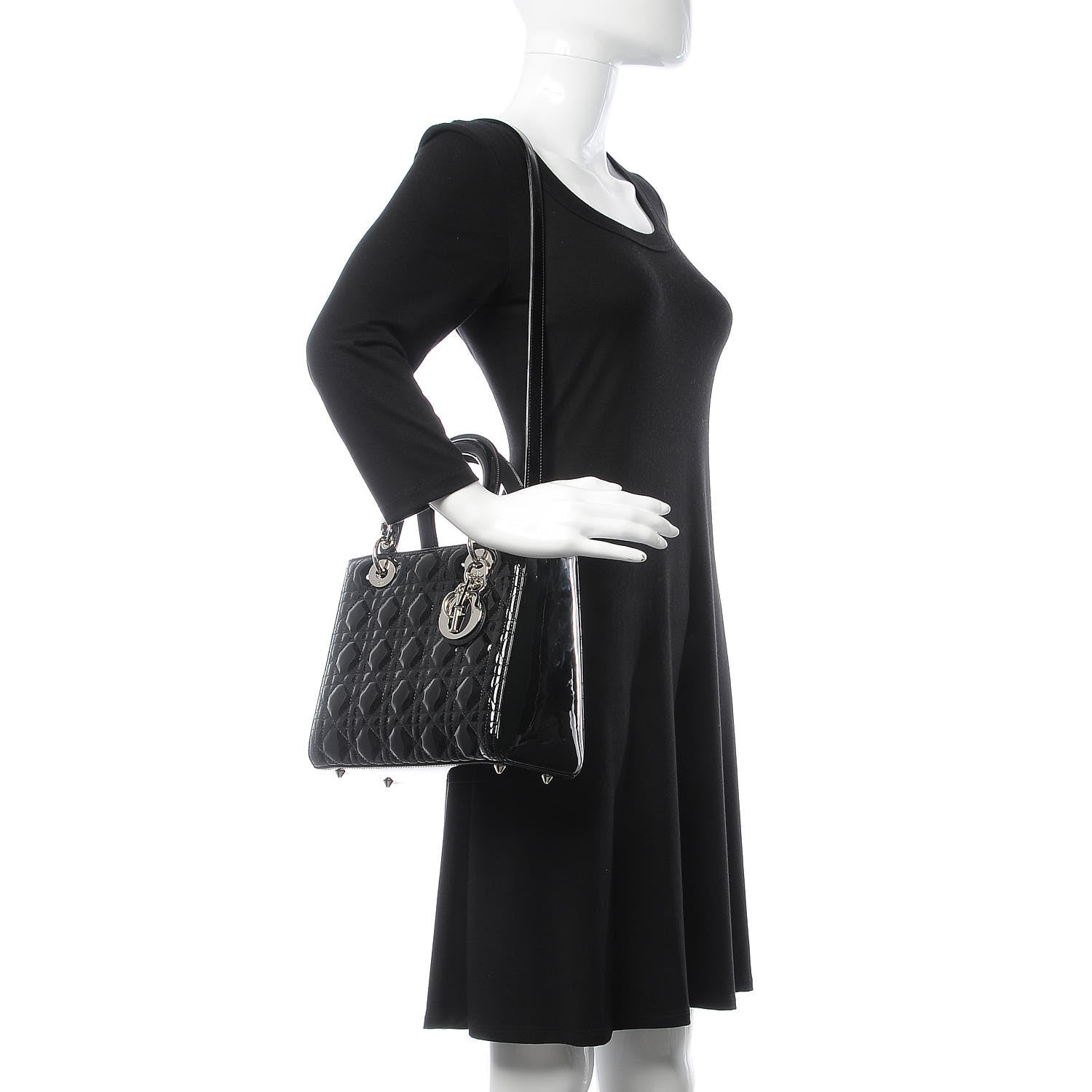 Christian Dior Patent Cannage Medium Lady Dior Black 2 of 7