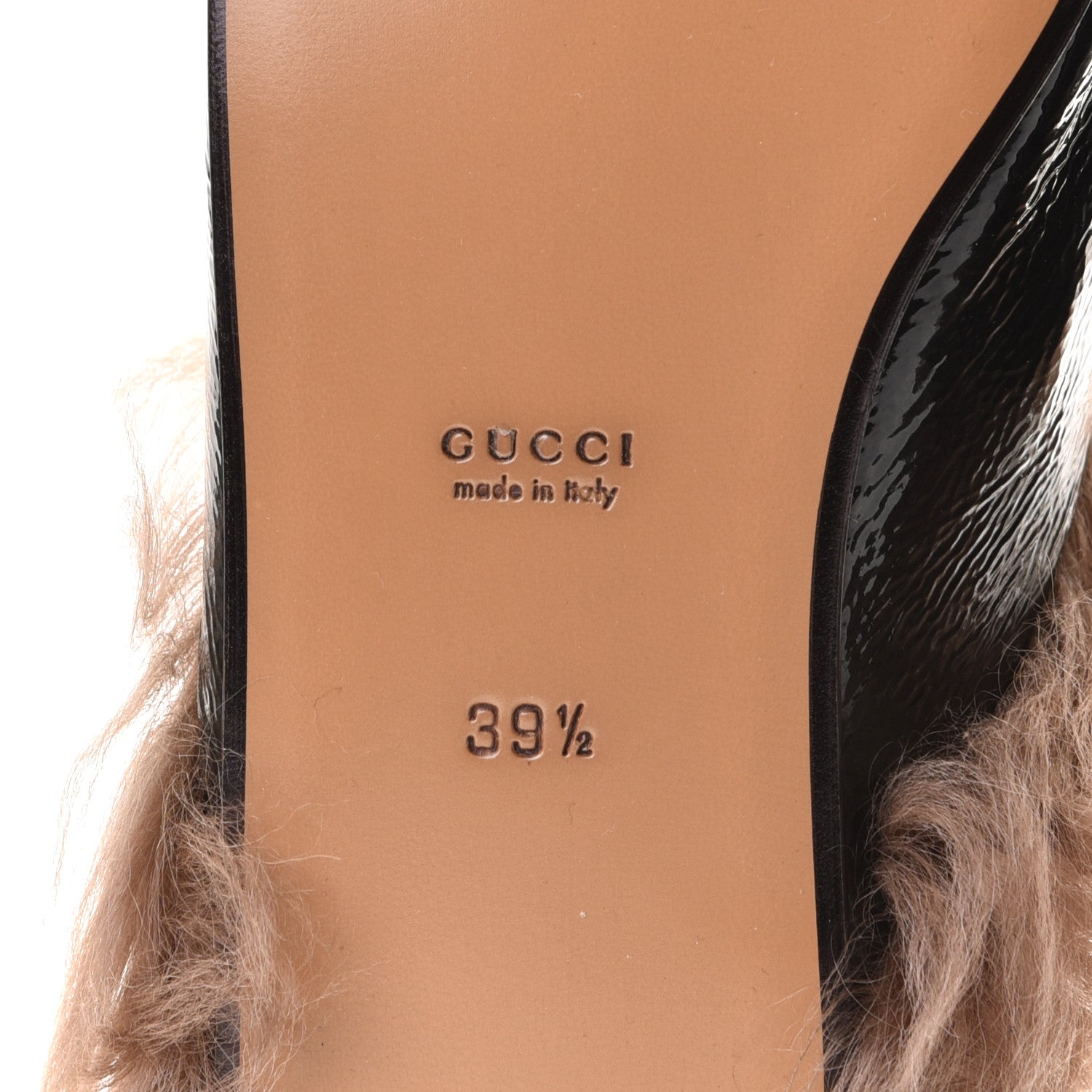 Gucci Patent Fur Womens Princetown Slippers 39.5 Black Natural 7 of 8