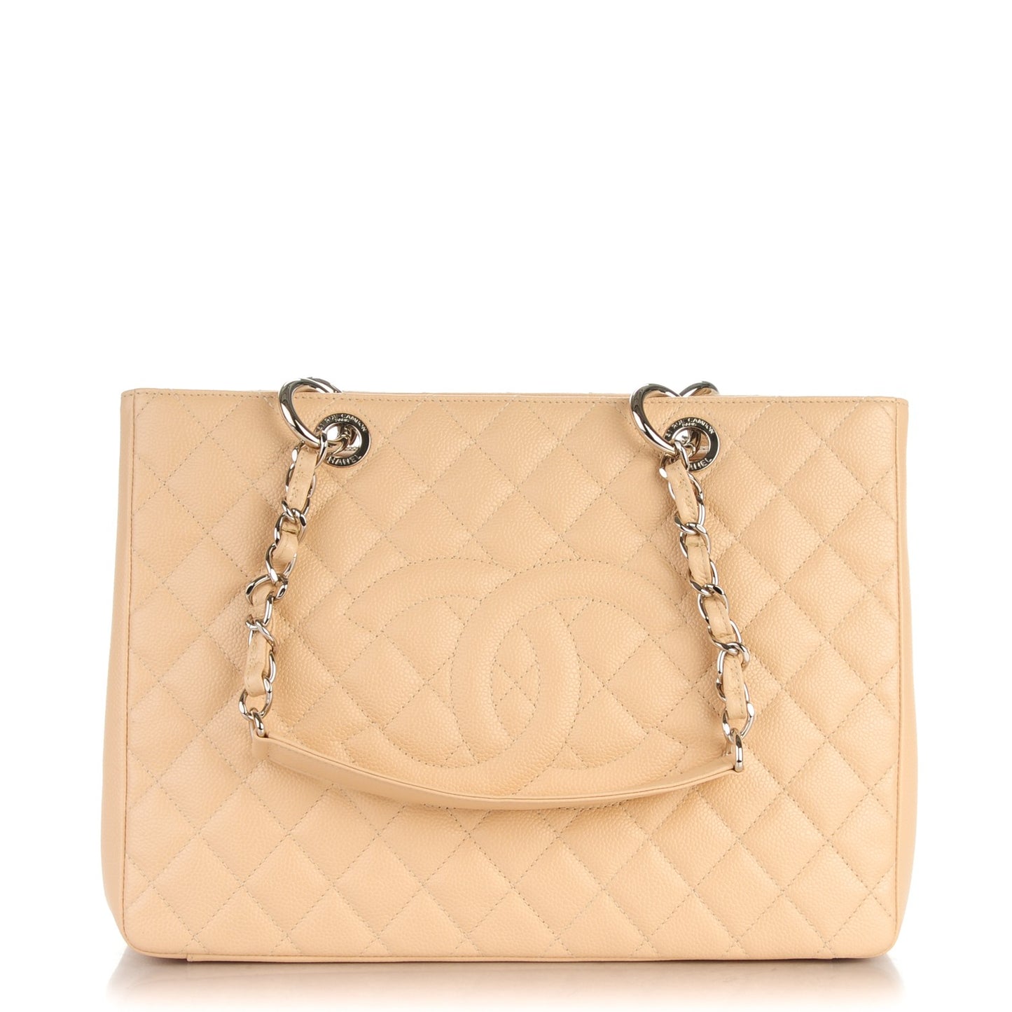 Caviar Quilted Grand Shopping Tote GST Beige Clair