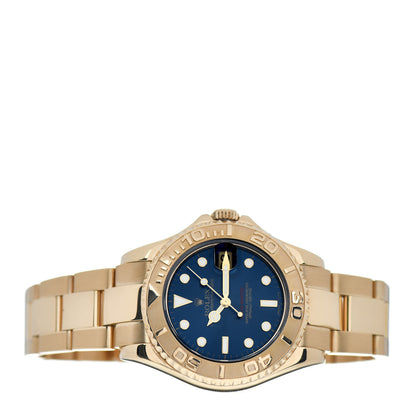 Rolex 18K Yellow Gold 35mm Oyster Perpetual Date Yacht-Master Watch Blue 68628 2 of 4