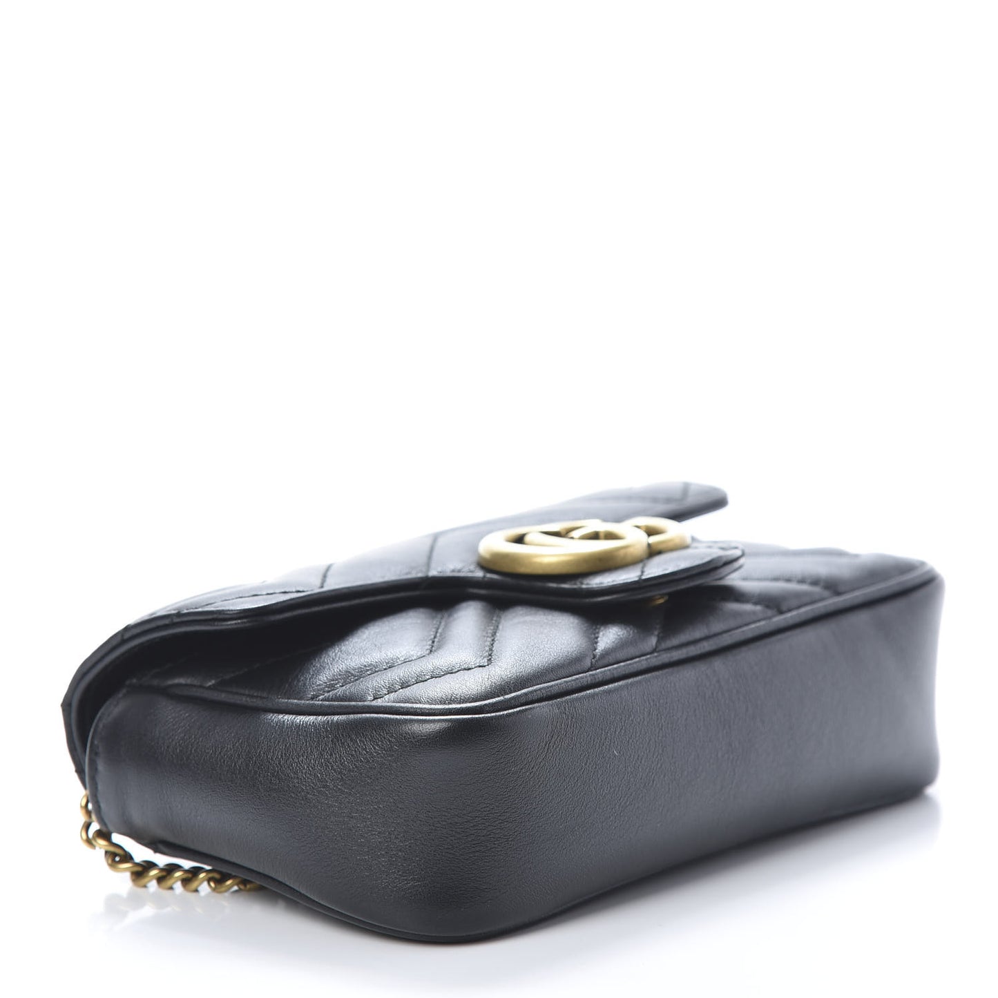 Calfskin Matelasse Super Mini GG Marmont Shoulder Bag Black