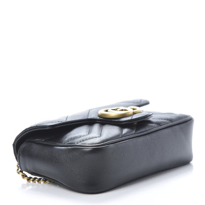 Gucci Calfskin Matelasse Super Mini GG Marmont Shoulder Bag Black 4 of 11