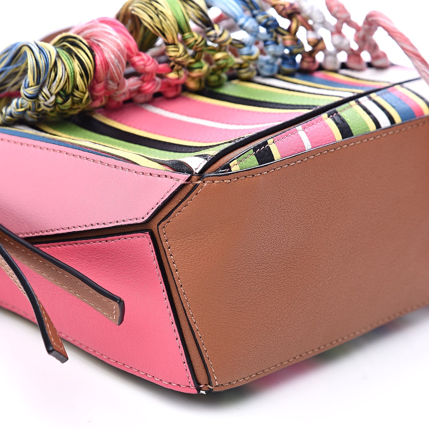 Loewe Calfskin Mini Fringe Puzzle Bag Pink Multicolor 8 of 9