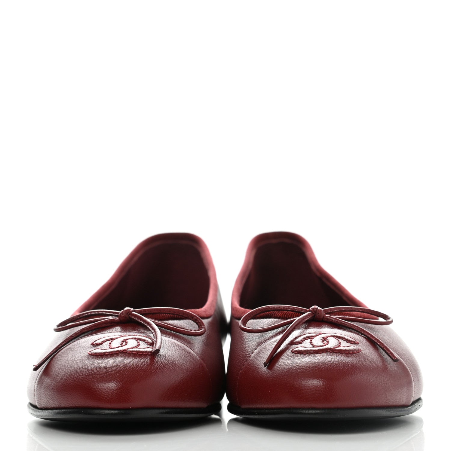 Chanel Lambskin Cap Toe Ballerina Flats 38 Burgundy 2 of 8