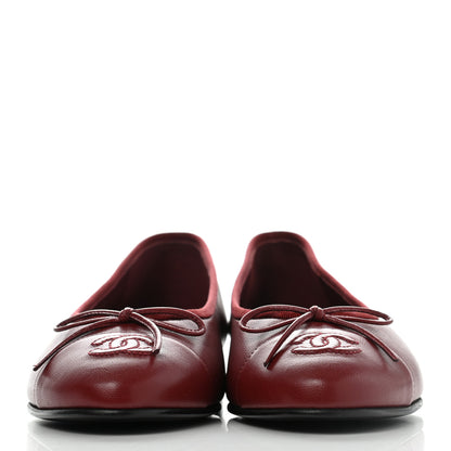Chanel Lambskin Cap Toe Ballerina Flats 38 Burgundy 2 of 8