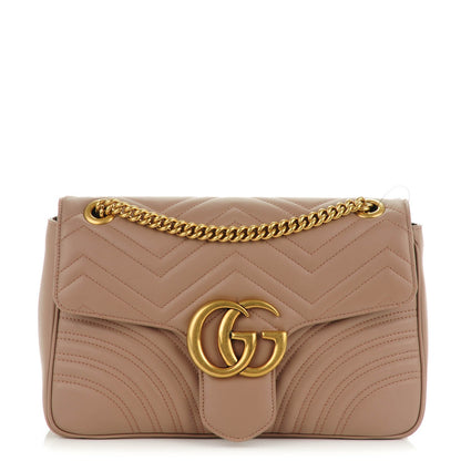 Gucci Calfskin Matelasse Medium GG Marmont Shoulder Bag Porcelain Rose 1 of 7