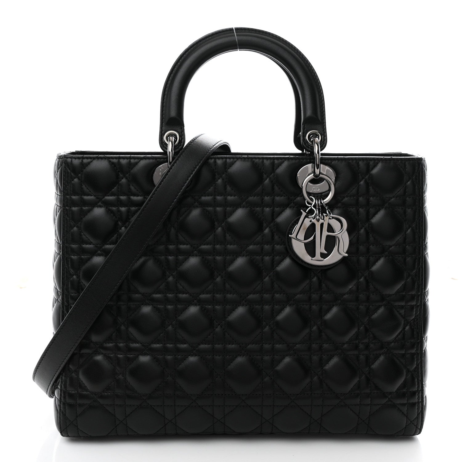 Christian Dior Lambskin Cannage Large Lady Dior Black 1 of 10