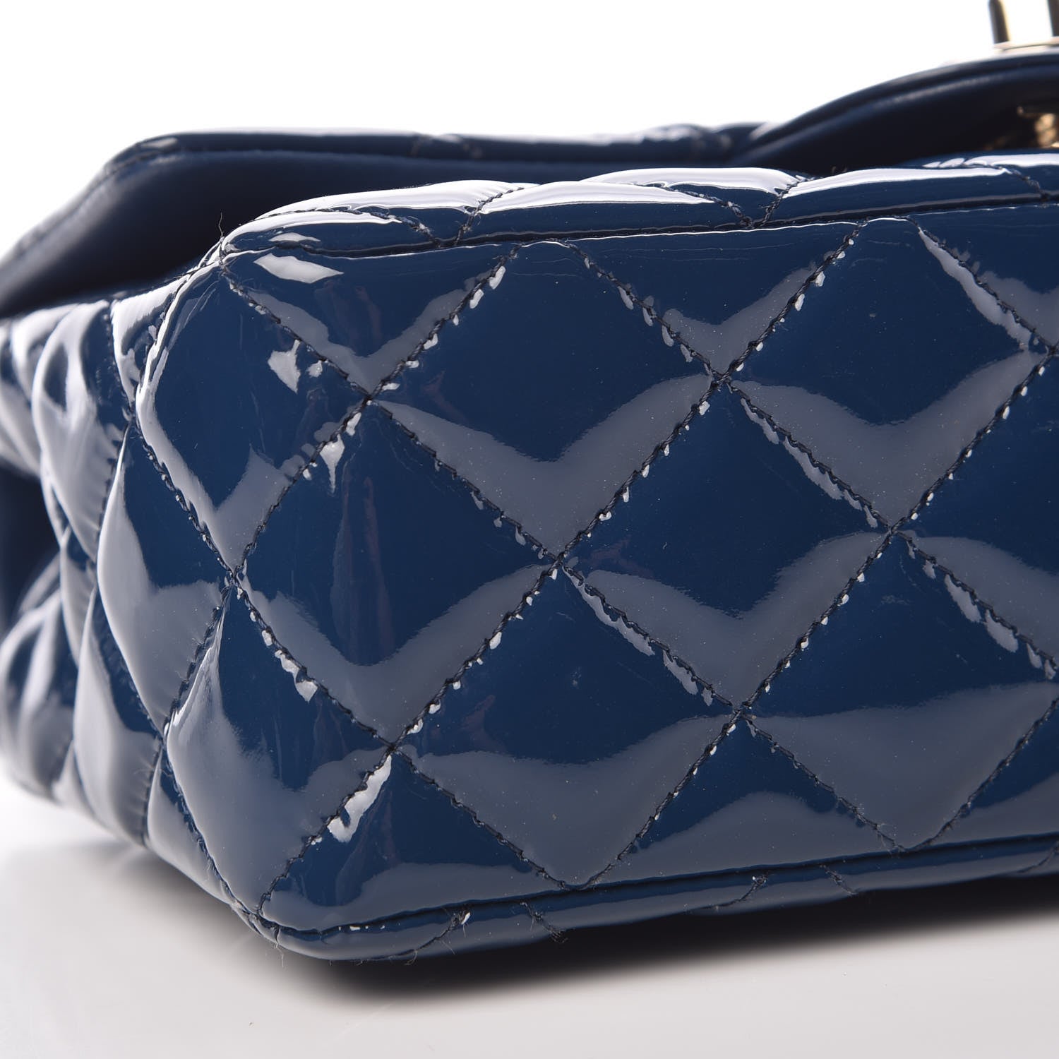 Chanel Patent Calfskin Quilted Mini Rectangular Flap Navy Blue 8 of 9