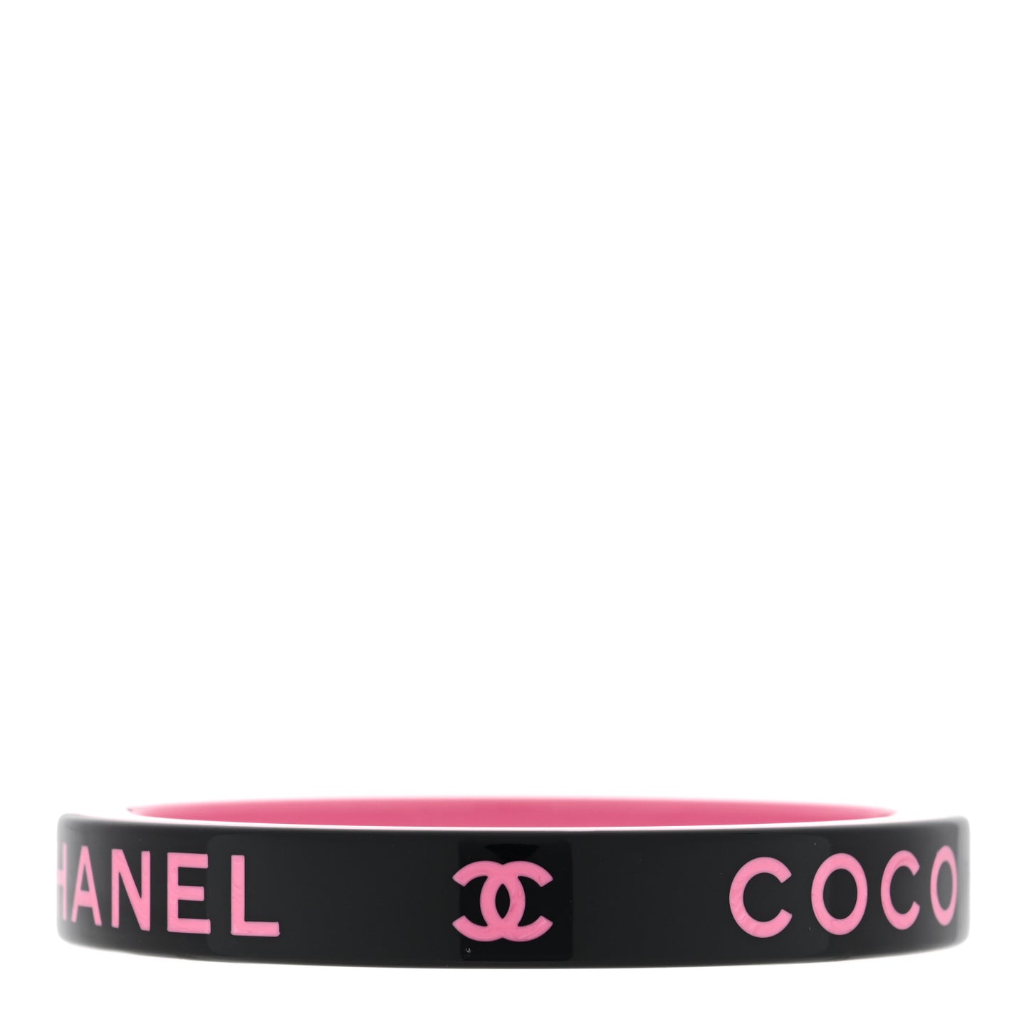 Resin Logo Bangle Bracelet Pink Black