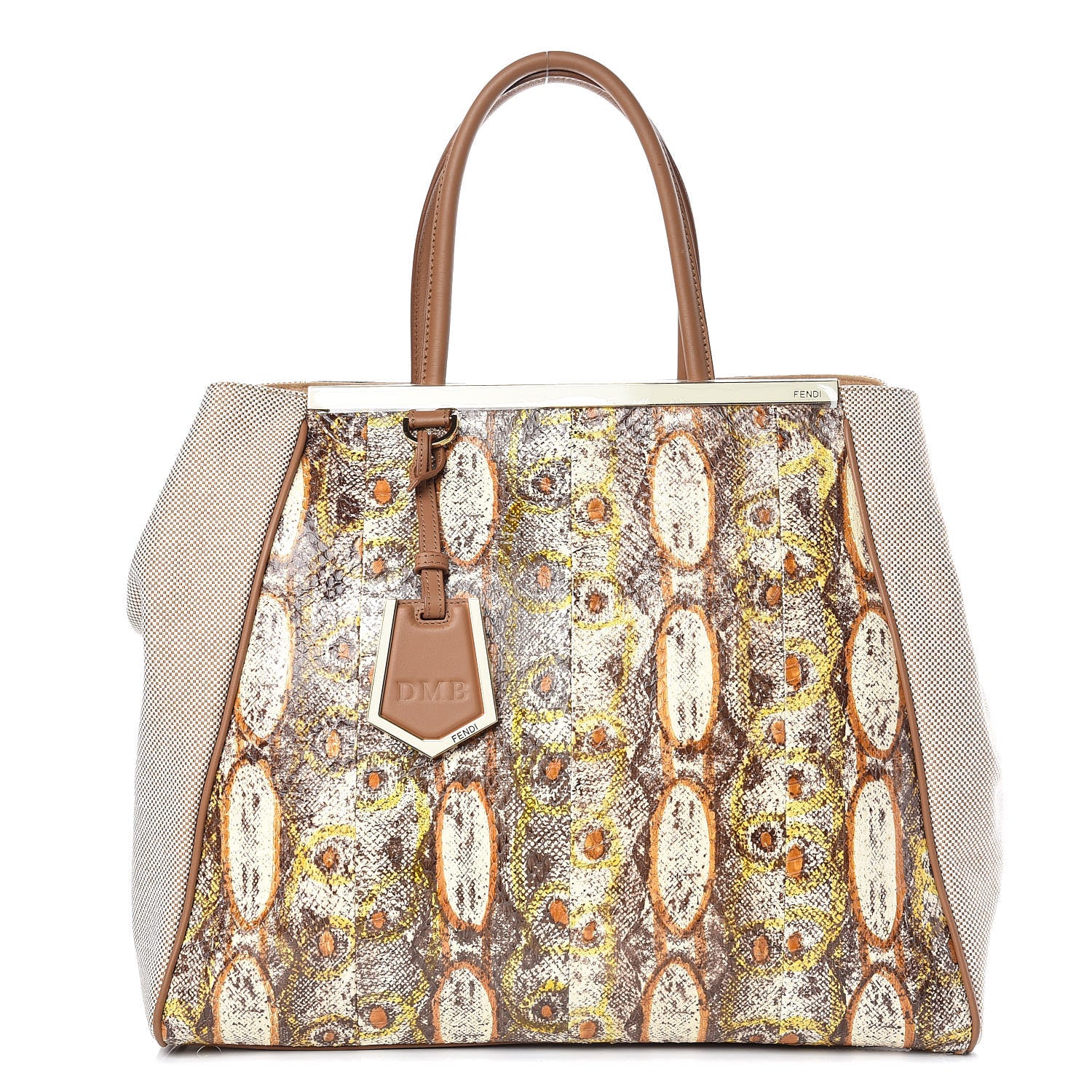 Fendi Snakeskin Large 2Jours Tote Natural Multicolor 1 of 10