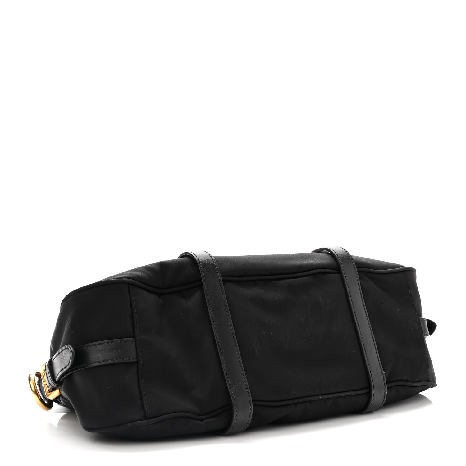 Prada Tessuto Nylon Soft Calfskin Shopping Satchel Black 4 of 10