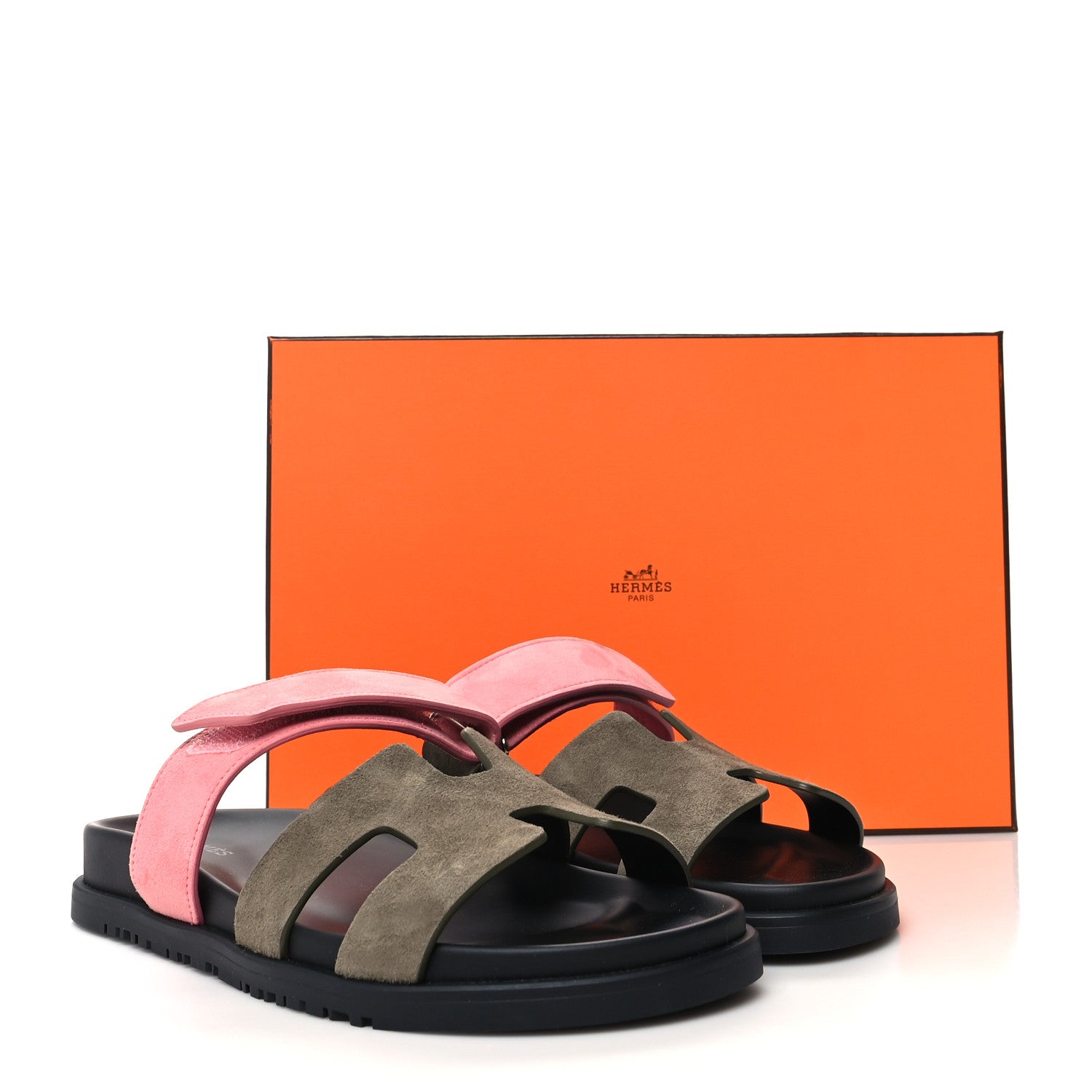 Hermes Suede Goatskin Womens Chypre Sandals 38 Toundra Rose Du Desert 9 of 9