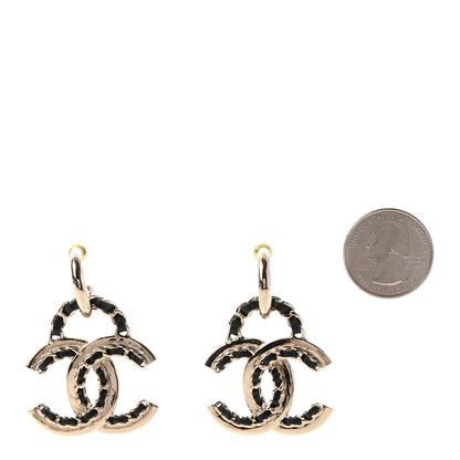Chanel Lambskin Chain CC Drop Earrings Black Gold 2 of 4