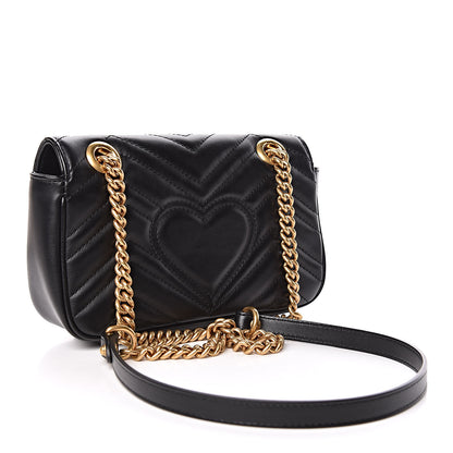 Gucci Calfskin Matelasse Mini GG Marmont Shoulder Bag Black 3 of 11