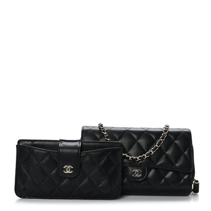 Chanel Caviar Quilted Phone Holder Wallet on Removable Chain Black 3 of 12