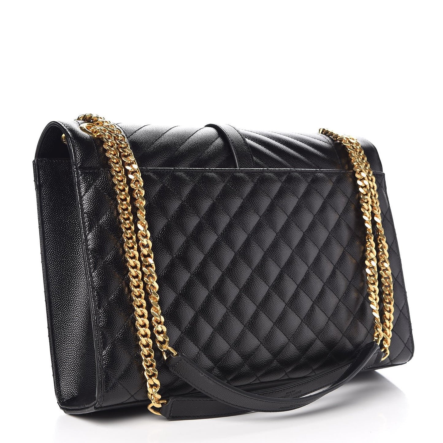Grain De Poudre Textured Mixed Matelasse Large Triquilt Monogram Satchel Black