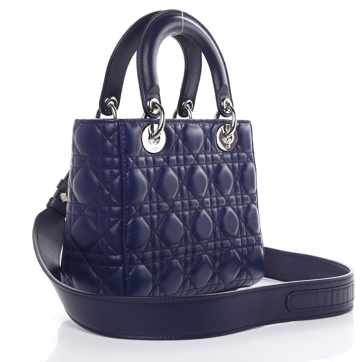 Christian Dior Lambskin Cannage Small Lucky Badges My Lady Dior Navy 3 of 15