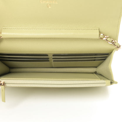 Chanel Caviar Quilted French New Wave Chain CC Wallet On Chain WOC Light Green 5 of 12