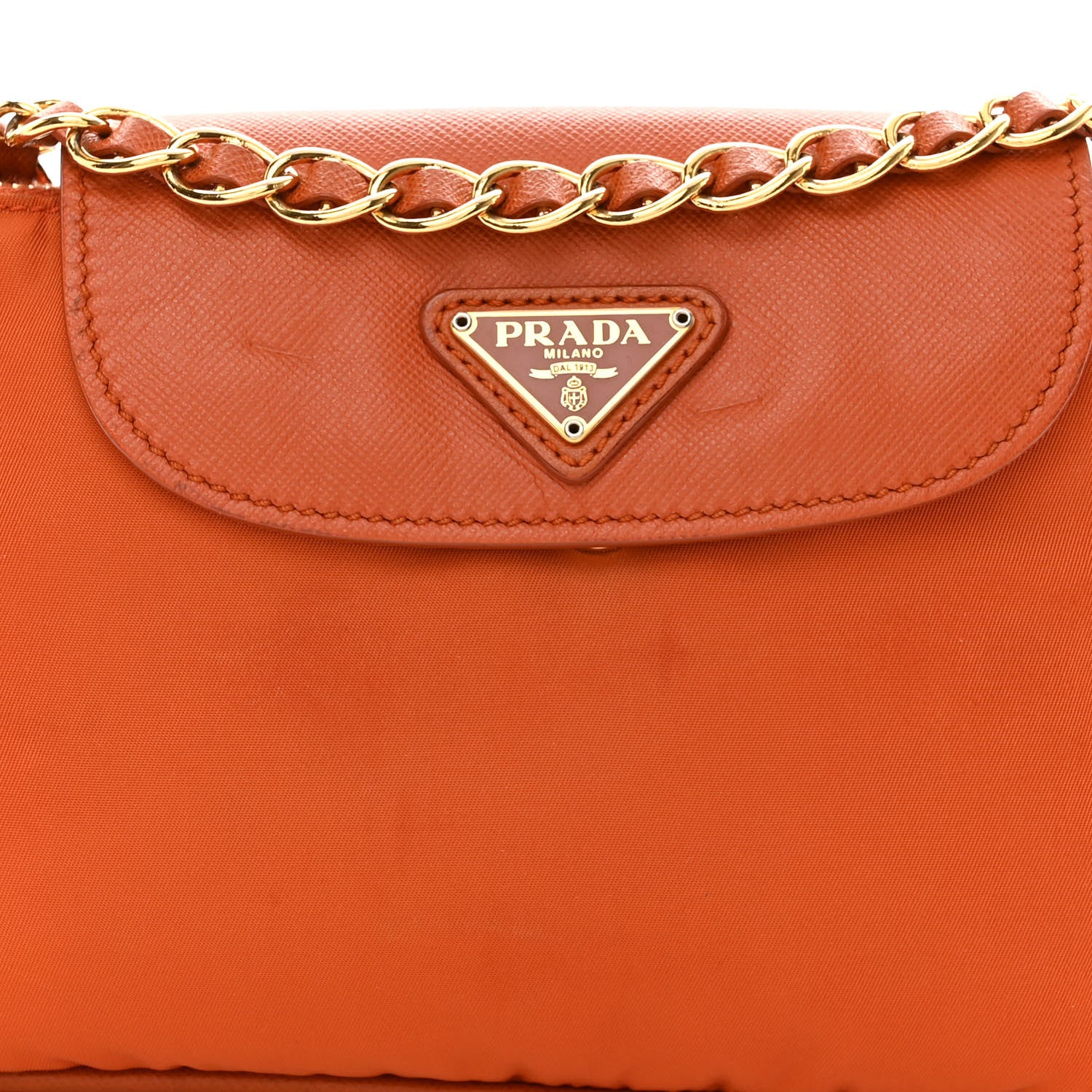 Prada Tessuto Nylon Saffiano Crossbody Bag Papaya 7 of 15