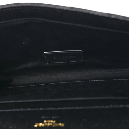 Saint Laurent Grain De Poudre Matelasse Chevron Monogram Envelope Clutch Black 6 of 9