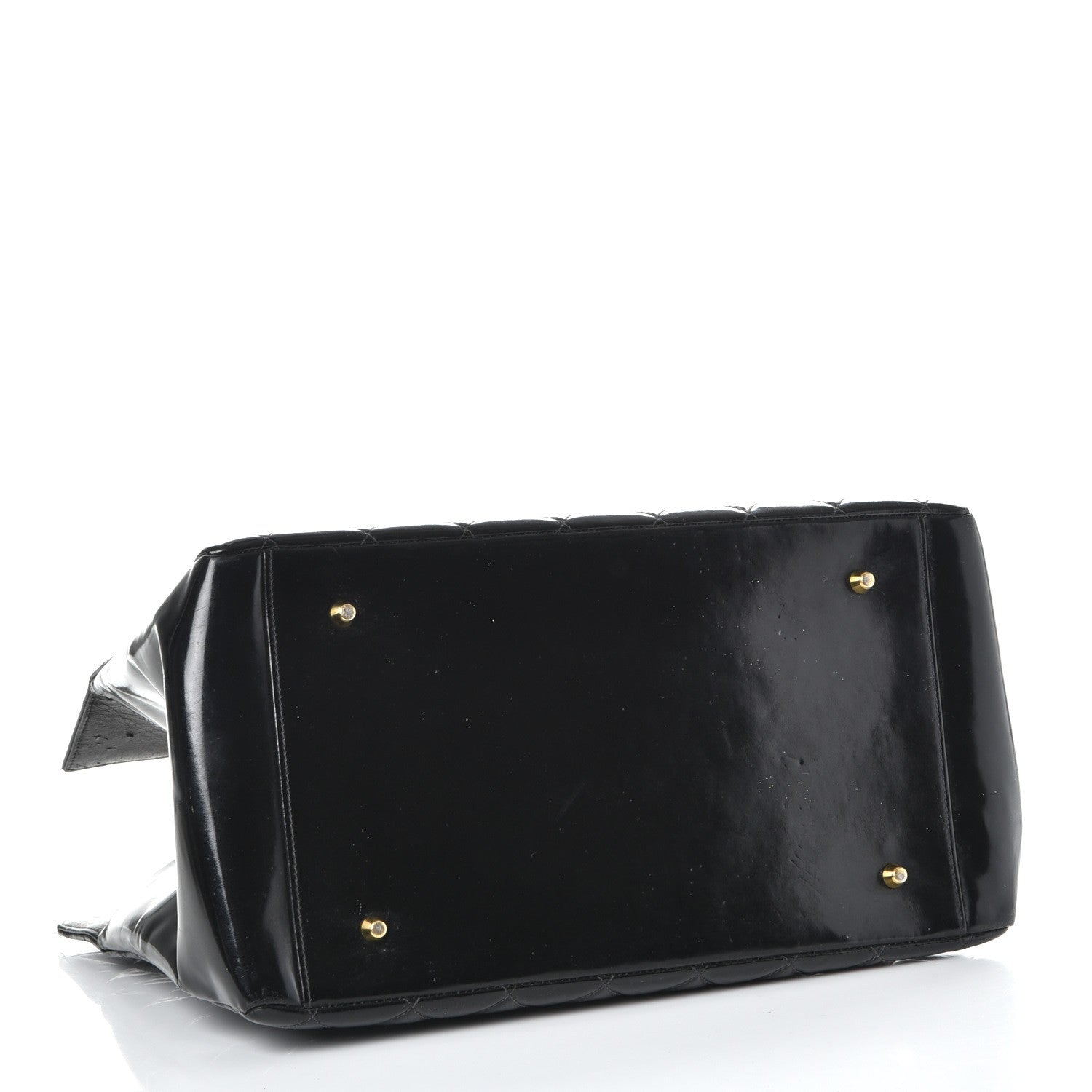 Chanel Patent Quilted Grand Shopping Tote GST Black 4 of 11
