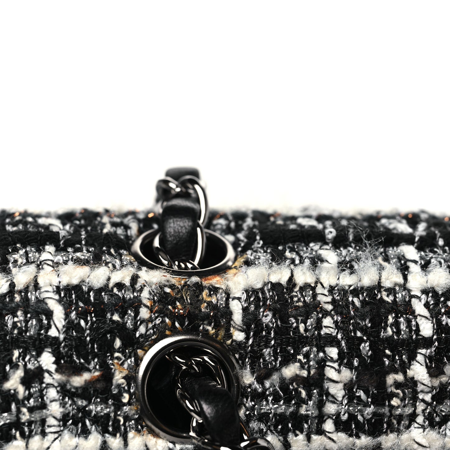 Tweed Quilted Medium Double Flap Black