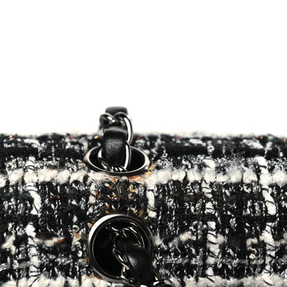 Chanel Tweed Quilted Medium Double Flap Black 12 of 13
