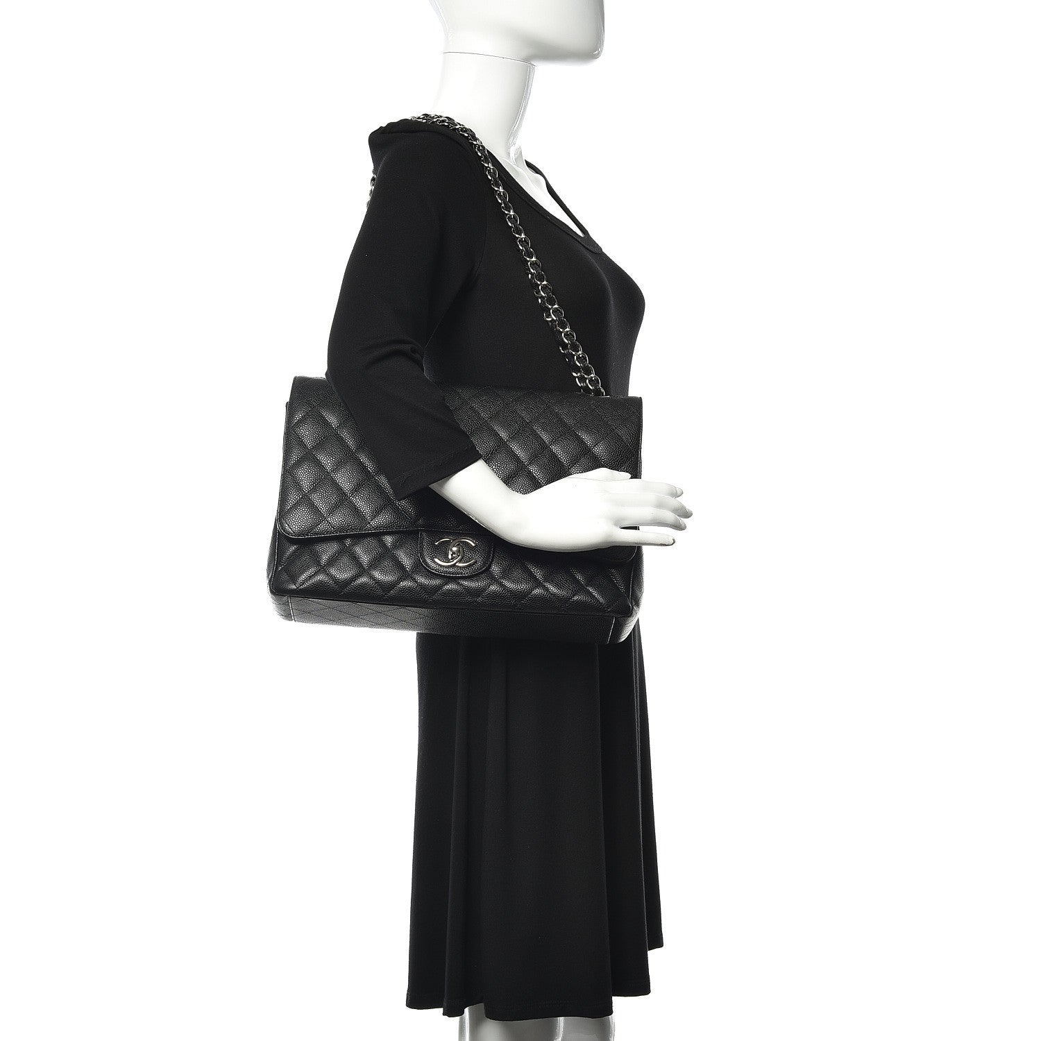 Chanel Caviar Quilted Maxi Double Flap Black 2 of 10
