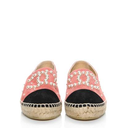 Chanel Suede Pearl CC Espadrilles 37 Pink 2 of 10
