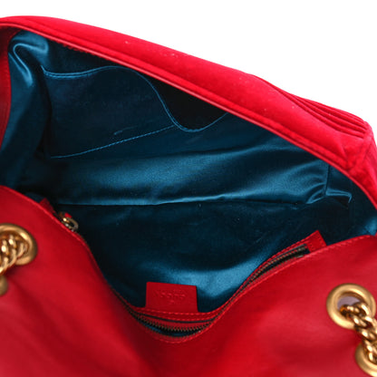 Gucci Velvet Matelasse Medium GG Marmont Shoulder Bag Hibiscus Red 5 of 16