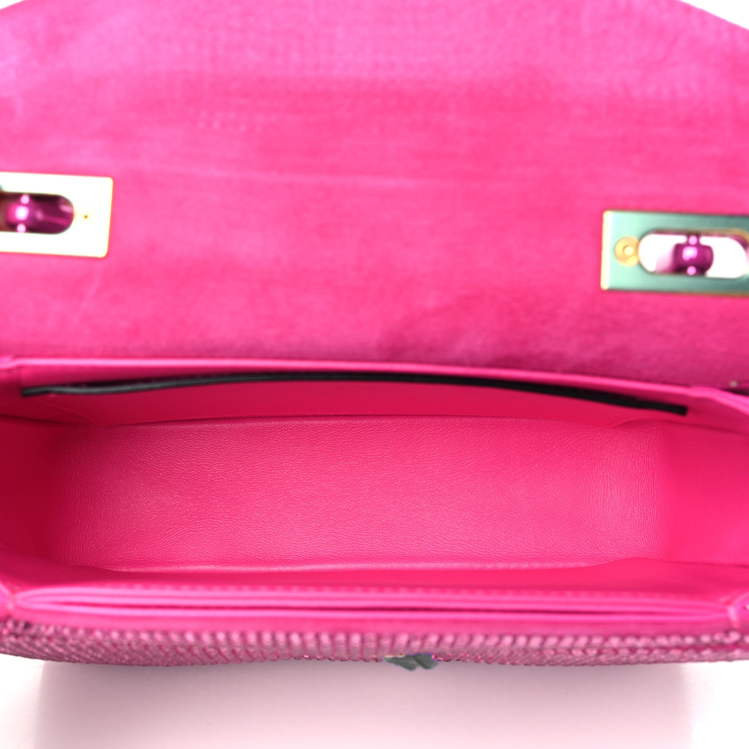 Valentino Garavani Crystal Suede Embellished Small One Stud Clutch With Chain Pink 5 of 9
