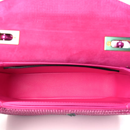 Valentino Garavani Crystal Suede Embellished Small One Stud Clutch With Chain Pink 5 of 9