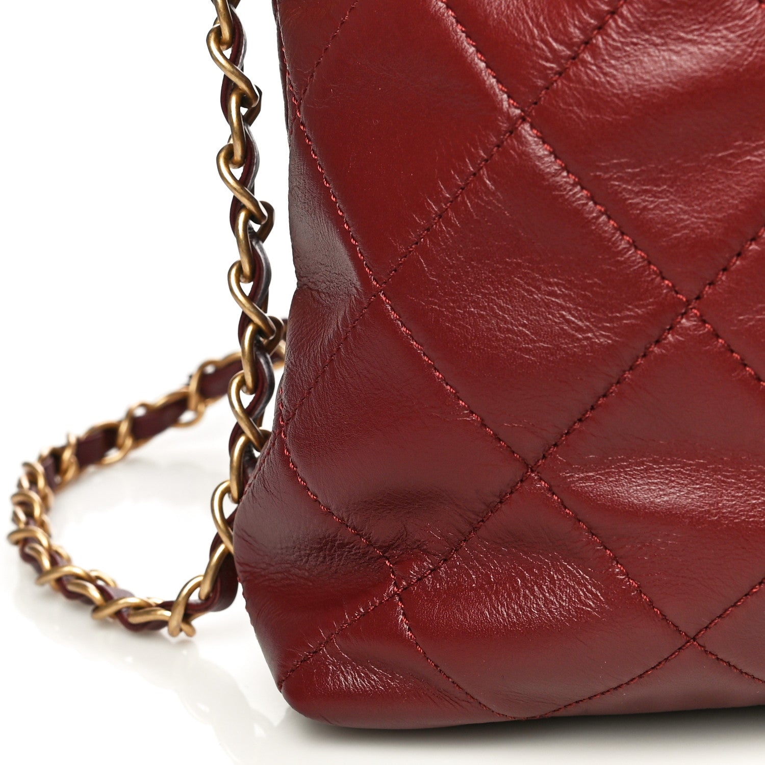 Chanel Calfskin Quilted Crystal Pearls Fold Over Shopping Tote Burgundy 14 of 14