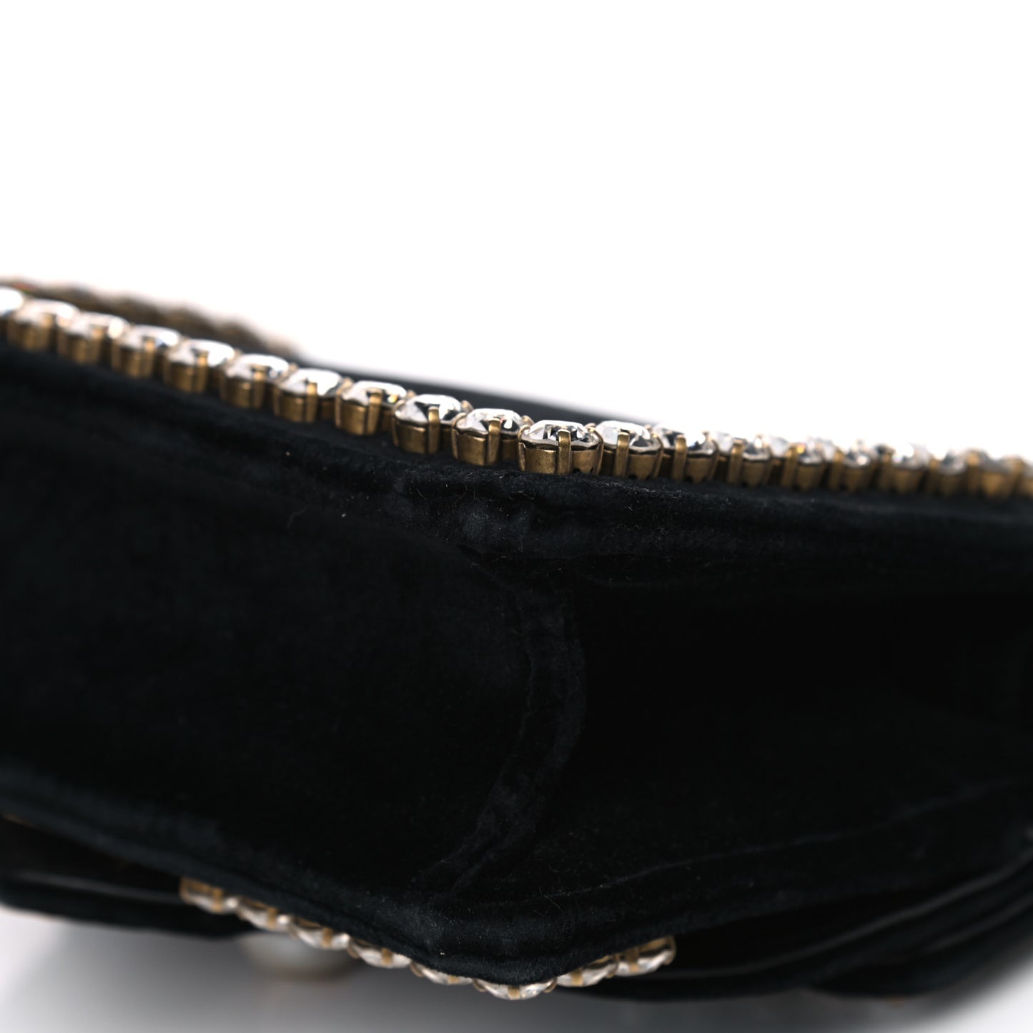 Velvet Crystal Mini Bee Broadway Shoulder Bag Black