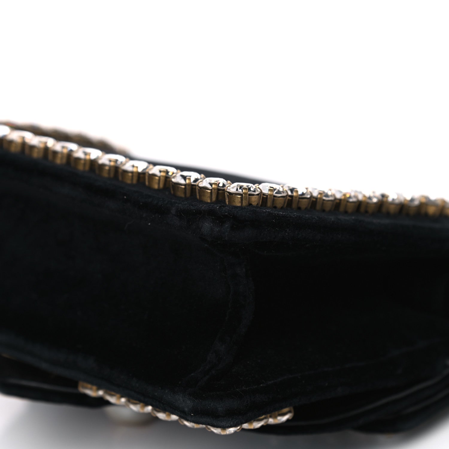 Gucci Velvet Crystal Mini Bee Broadway Shoulder Bag Black 10 of 10