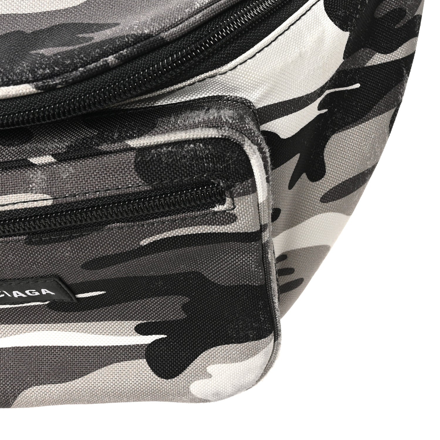 Balenciaga Distressed Nylon Canvas Camo Logo Explorer Beltpack Black White Gray 11 of 11