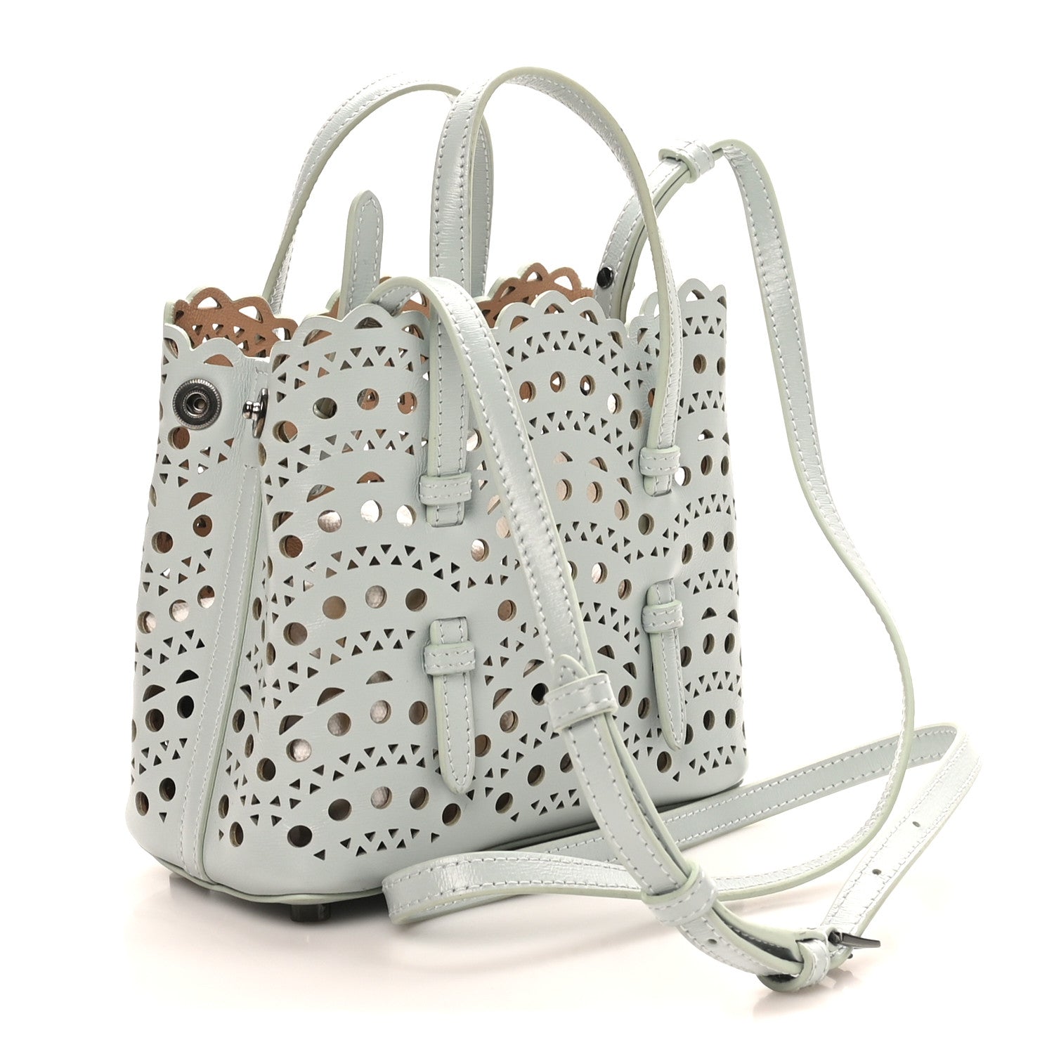 Alaia Calfskin Vienne Wave Mina 16 Bag  Gris Vert 3 of 9