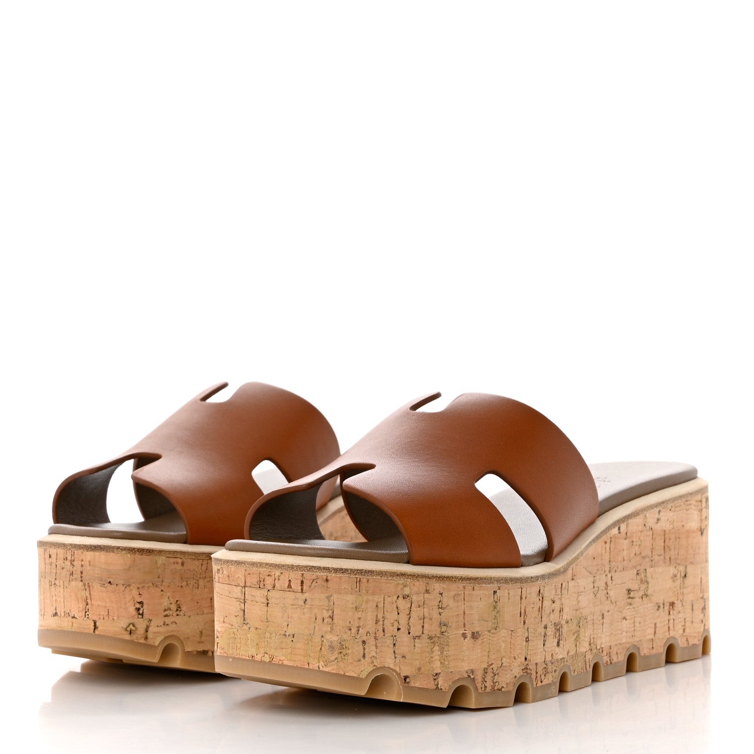 Hermes Calfskin Cork Eze 30 Sandals 35 Marron Glaise 3 of 9