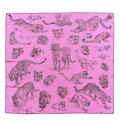 Hermes Silk Dans l'atelier de Robert Dallet Scarf 90 Rose Cyclamen Gris Sepia 1 of 6