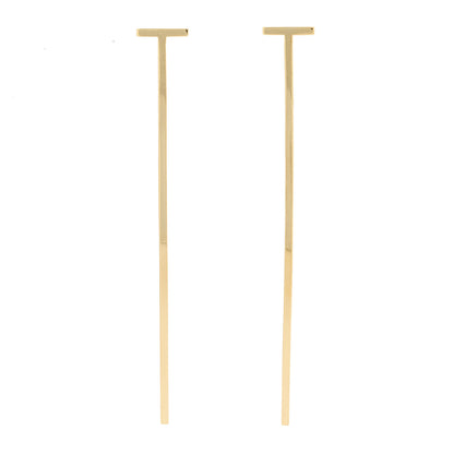 Tiffany 18K Yellow Gold T Elongated Wire Bar Earrings 1 of 4