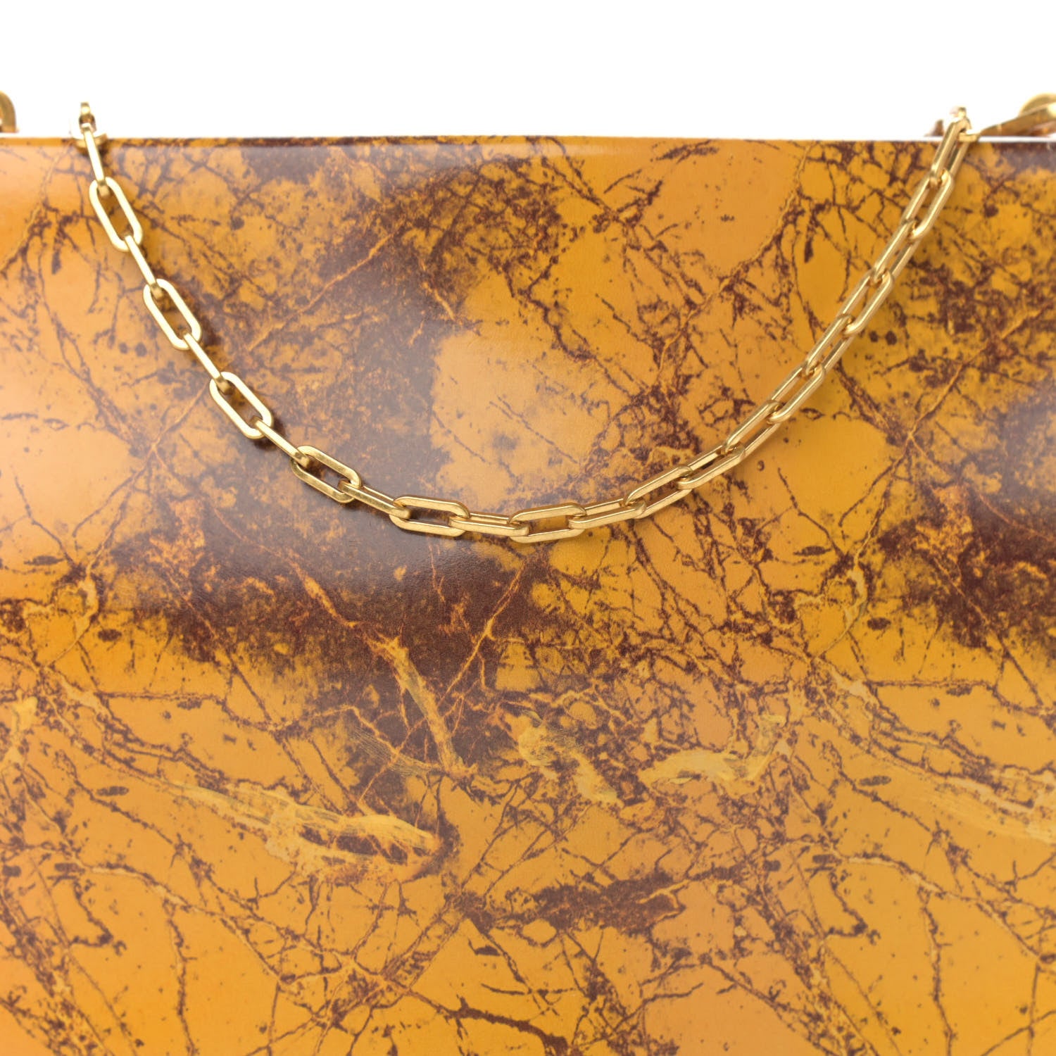 Bottega Veneta Spazzolato Calfskin Chain Clutch Gold Marble 7 of 11