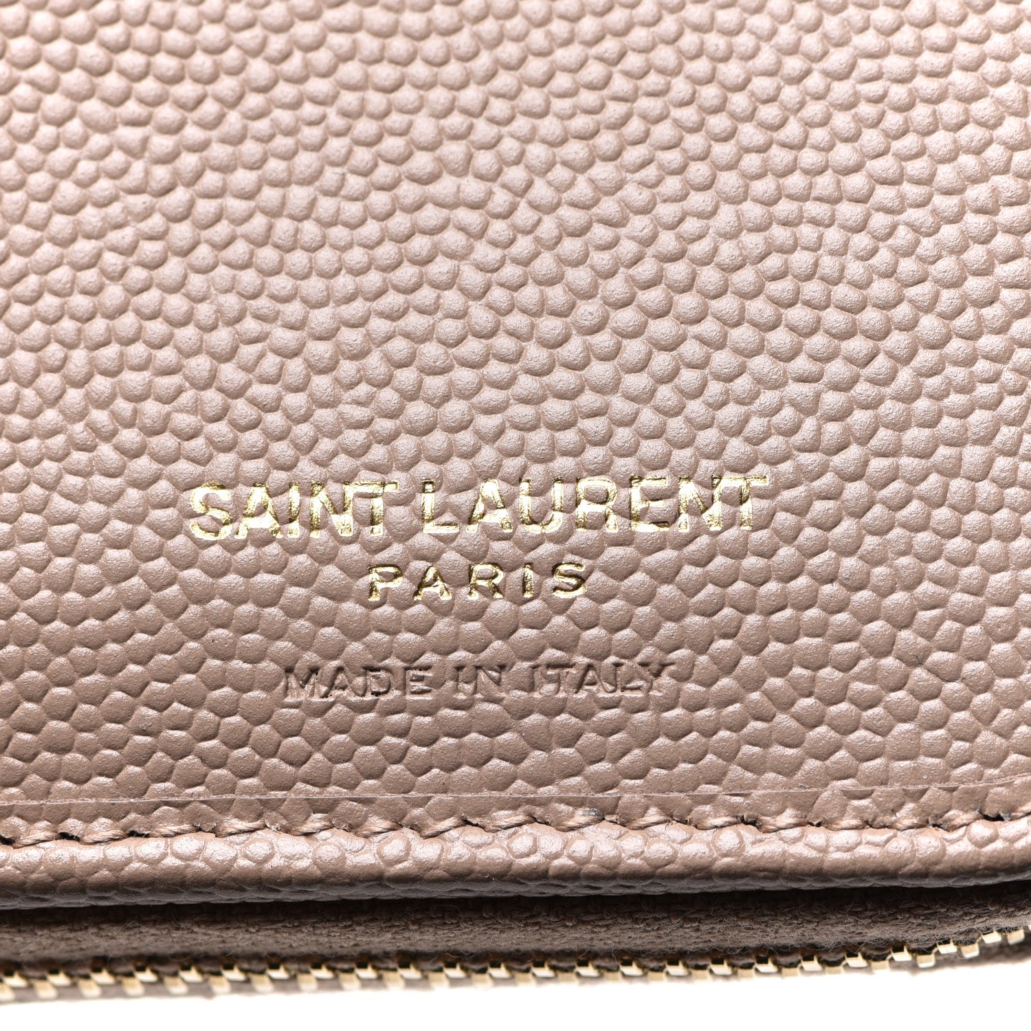 Saint Laurent Grain De Poudre Matelasse Chevron Monogram Compact Zip Around Wallet Dark Latte 7 of 8